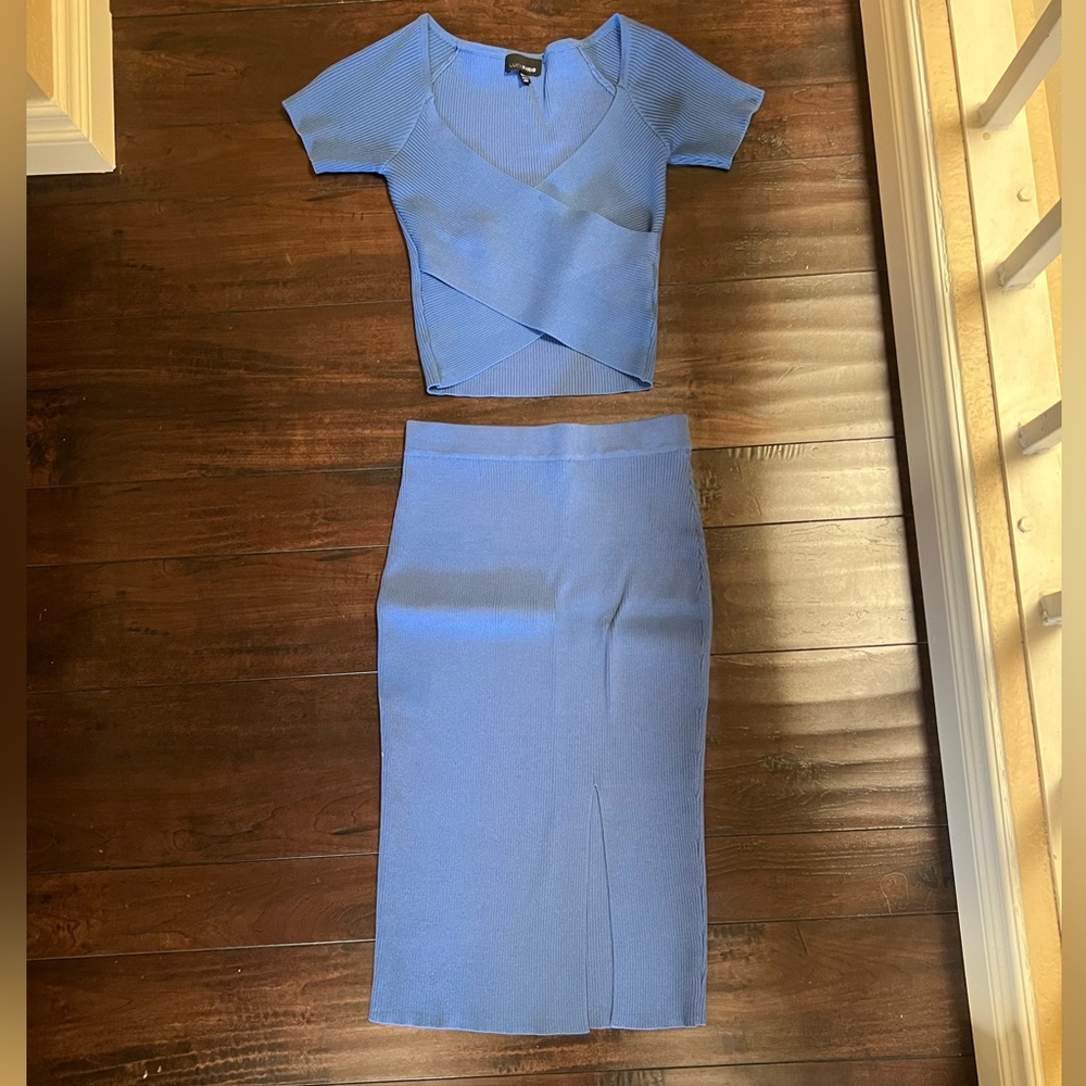 Elegant Blue Women's Skirt and top
